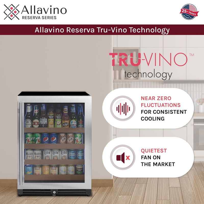 24" Wide Reserva Series Stainless Steel Left Hinge Beverage Center Allavino