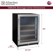 24" Wide Reserva Series Stainless Steel Right Hinge Beverage Center Allavino