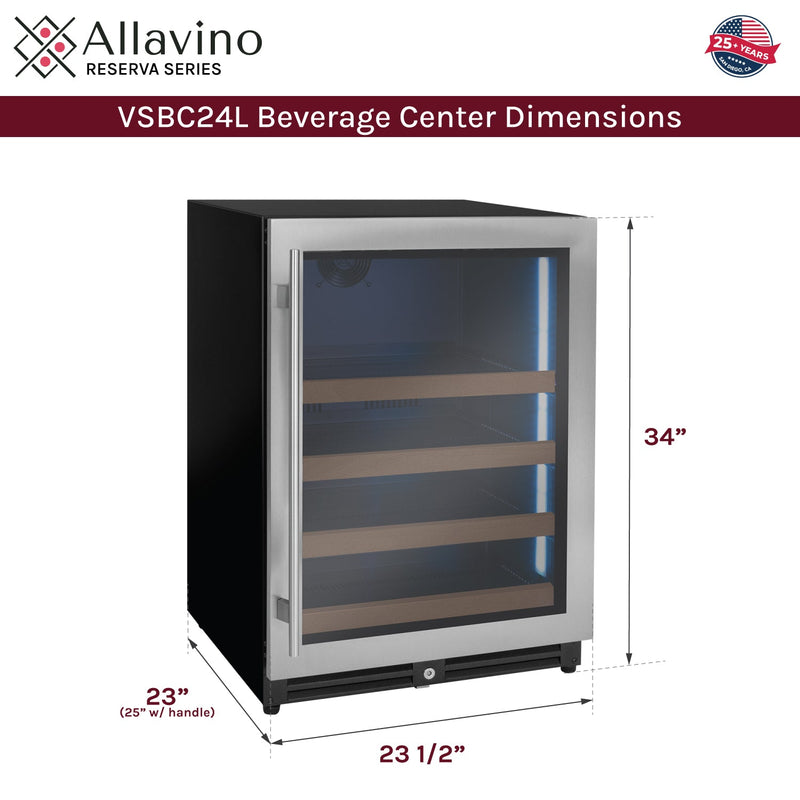 24" Wide Reserva Series Stainless Steel Right Hinge Beverage Center Allavino
