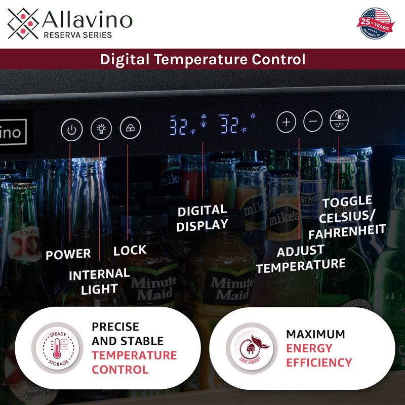 24" Wide Reserva Series Stainless Steel Right Hinge Beverage Center Allavino
