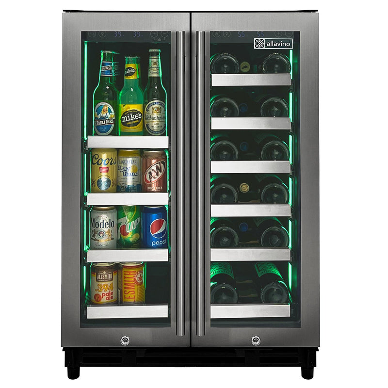 Reserva Series 24" Wide Two Door Stainless Steel Wine Refrigerator/Beverage Center Allavino