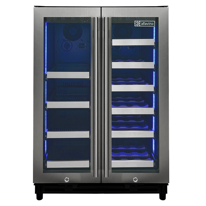 Reserva Series 24" Wide Two Door Stainless Steel Wine Refrigerator/Beverage Center Allavino
