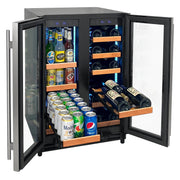 Reserva Series 24" Wide Two Door Stainless Steel Wine Refrigerator/Beverage Center with Wood Front Shelves Allavino