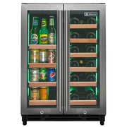 Reserva Series 24" Wide Two Door Stainless Steel Wine Refrigerator/Beverage Center with Wood Front Shelves Allavino