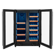 Reserva Series 24" Wide Two Door Stainless Steel Wine Refrigerator/Beverage Center with Wood Front Shelves Allavino