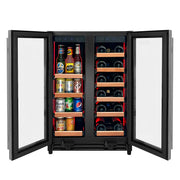 Reserva Series 24" Wide Two Door Stainless Steel Wine Refrigerator/Beverage Center with Wood Front Shelves Allavino