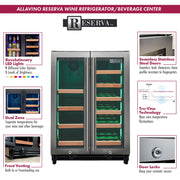 Reserva Series 24" Wide Two Door Stainless Steel Wine Refrigerator/Beverage Center with Wood Front Shelves Allavino