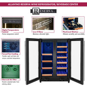 Reserva Series 24" Wide Two Door Stainless Steel Wine Refrigerator/Beverage Center with Wood Front Shelves Allavino