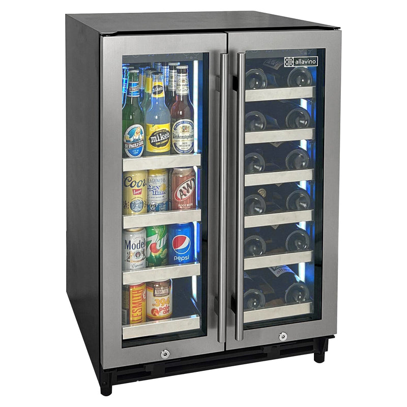 Reserva Series 24" Wide Two Door Stainless Steel Wine Refrigerator/Beverage Center Allavino