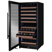 Reserva Series 119 Bottle 55" Semi Tall Dual Zone Left Hinge Black Metal Wine Refrigerator Allavino