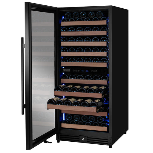Reserva Series 119 Bottle 55" Semi Tall Dual Zone Left Hinge Black Metal Wine Refrigerator Allavino