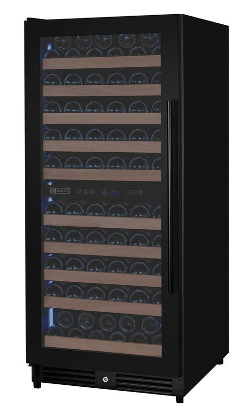 Reserva Series 119 Bottle 55" Semi Tall Dual Zone Left Hinge Black Metal Wine Refrigerator Allavino