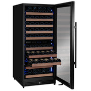 Reserva Series 119 Bottle 55" Semi Tall Dual Zone Right Hinge Black Metal Wine Refrigerator Allavino