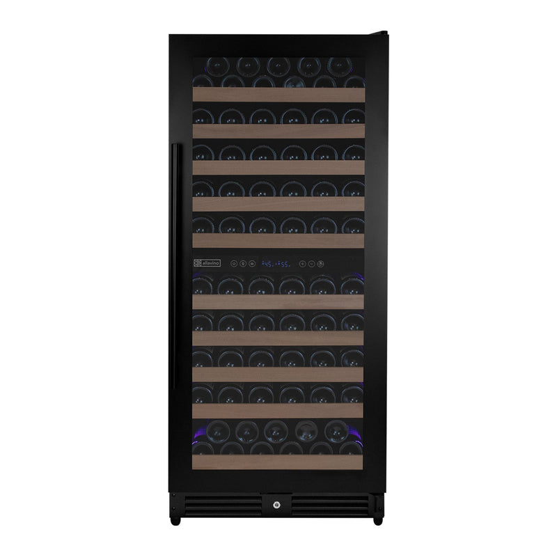 Reserva Series 119 Bottle 55" Semi Tall Dual Zone Right Hinge Black Metal Wine Refrigerator Allavino