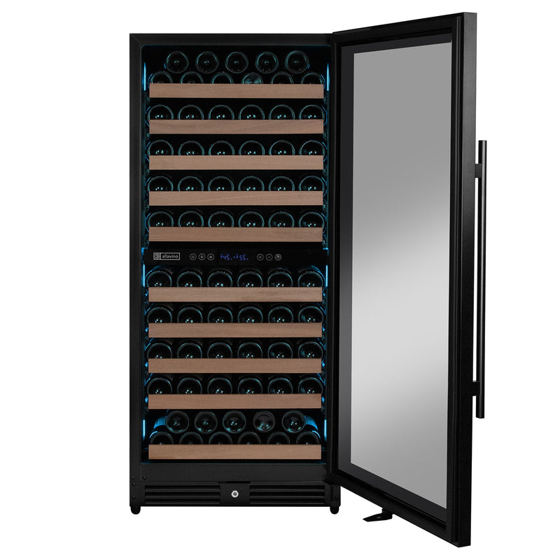 Reserva Series 119 Bottle 55" Semi Tall Dual Zone Right Hinge Black Metal Wine Refrigerator Allavino