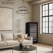 Reserva Series 119 Bottle 55" Semi Tall Dual Zone Left Hinge Black Metal Wine Refrigerator Allavino