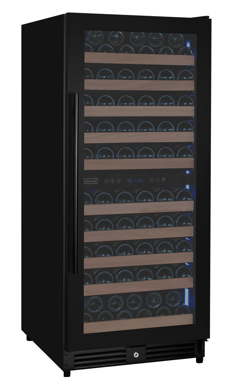 Reserva Series 119 Bottle 55" Semi Tall Dual Zone Right Hinge Black Metal Wine Refrigerator Allavino