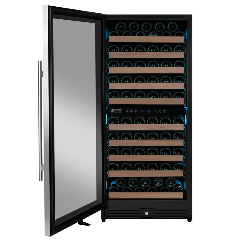 Reserva Series 119 Bottle 55" Tall Dual Zone Left Hinge Stainless Steel Wine Refrigerator Allavino