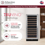 Reserva Series 119 Bottle 55" Tall Dual Zone Left Hinge Stainless Steel Wine Refrigerator Allavino