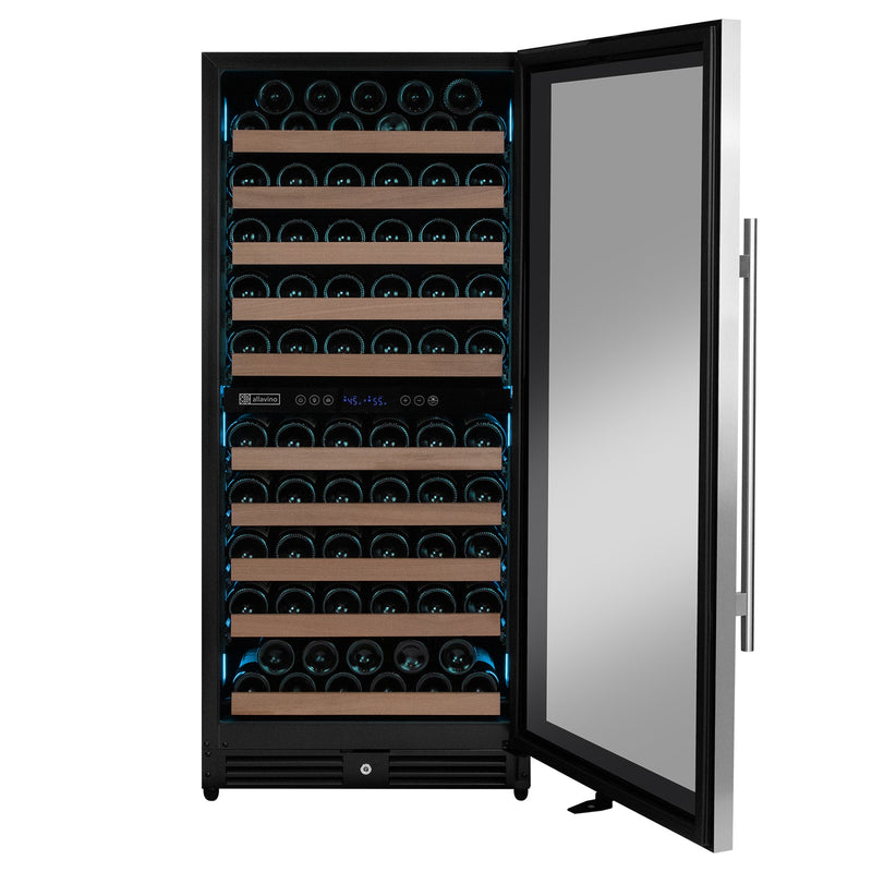 Reserva Series 119 Bottle 55" Tall Dual Zone Right Hinge Stainless Steel Wine Refrigerator Allavino