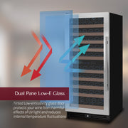 Reserva Series 119 Bottle 55" Tall Dual Zone Right Hinge Stainless Steel Wine Refrigerator Allavino