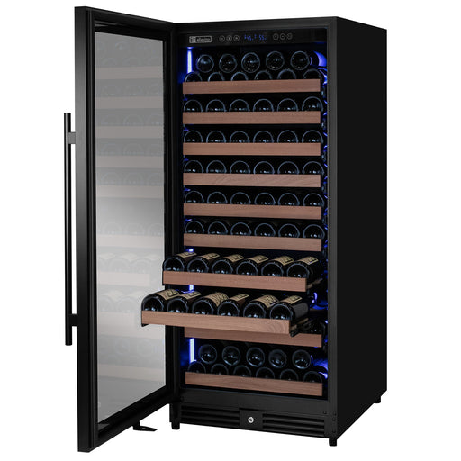 Reserva Series 119 Bottle 55" Semi Tall Single Zone Left Hinge Black Metal Wine Refrigerator Allavino