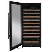 Reserva Series 119 Bottle 55" Semi Tall Single Zone Left Hinge Black Metal Wine Refrigerator Allavino