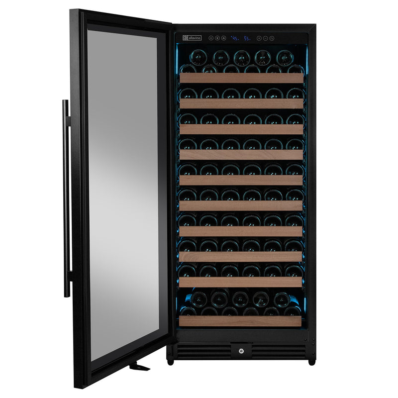 Reserva Series 119 Bottle 55" Semi Tall Single Zone Left Hinge Black Metal Wine Refrigerator Allavino