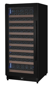 Reserva Series 119 Bottle 55" Semi Tall Single Zone Left Hinge Black Metal Wine Refrigerator Allavino