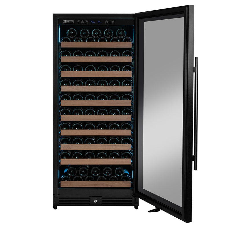 Reserva Series 119 Bottle 55" Semi Tall Single Zone Right Hinge Black Metal Wine Refrigerator Allavino