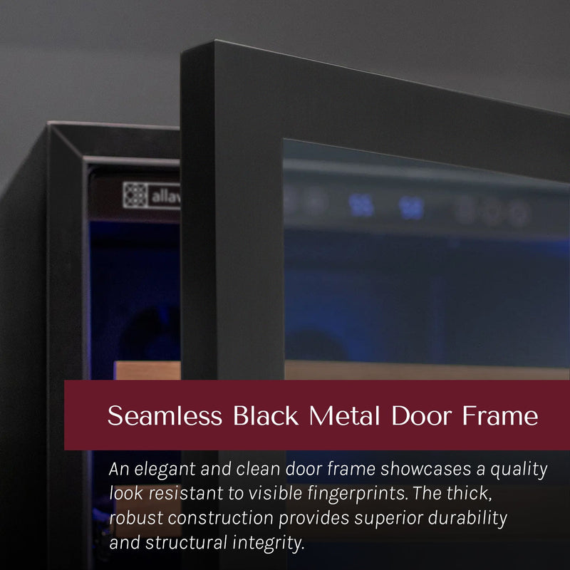 Reserva Series 119 Bottle 55" Semi Tall Dual Zone Right Hinge Black Metal Wine Refrigerator Allavino