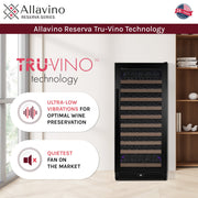 Reserva Series 119 Bottle 55" Semi Tall Single Zone Left Hinge Black Metal Wine Refrigerator Allavino