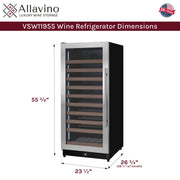 Reserva Series 119 Bottle 55" Tall Single Zone Left Hinge Stainless Steel Wine Refrigerator Allavino
