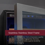Reserva Series 119 Bottle 55" Tall Single Zone Left Hinge Stainless Steel Wine Refrigerator Allavino