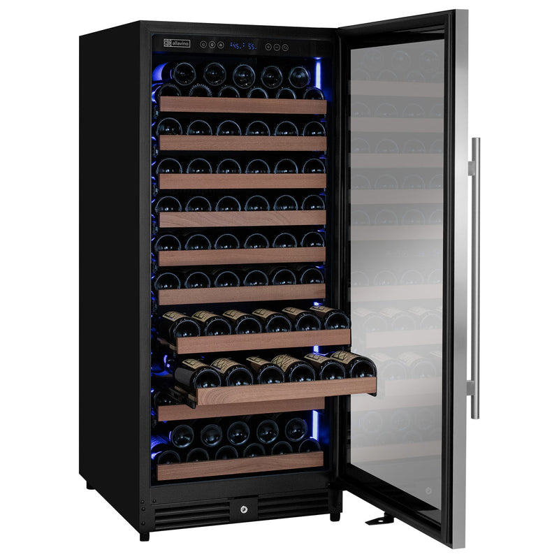 Reserva Series 119 Bottle 55" Tall Single Zone Right Hinge Stainless Steel Wine Refrigerator Allavino