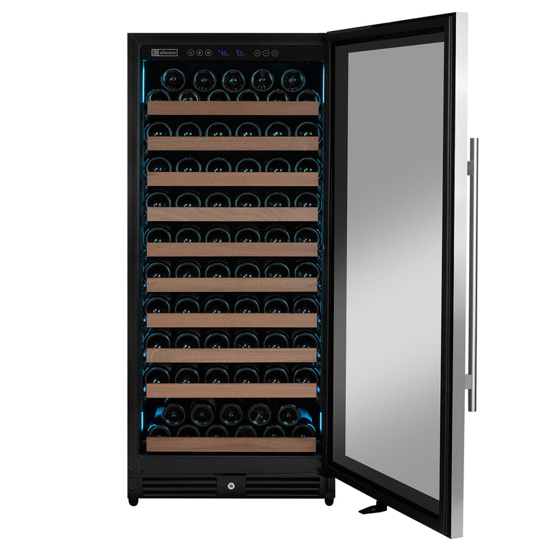 Reserva Series 119 Bottle 55" Tall Single Zone Right Hinge Stainless Steel Wine Refrigerator Allavino