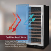Reserva Series 119 Bottle 55" Tall Single Zone Right Hinge Stainless Steel Wine Refrigerator Allavino