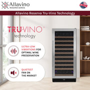 Reserva Series 119 Bottle 55" Tall Single Zone Right Hinge Stainless Steel Wine Refrigerator Allavino