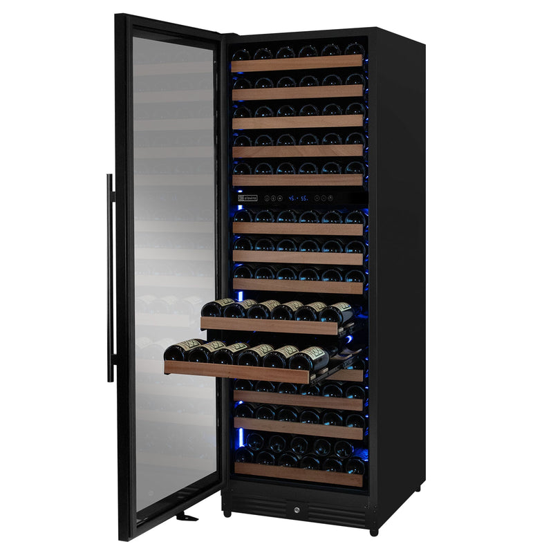 Reserva Series 154 Bottle 71" Tall Dual Zone Built-in Left Hinge Wine Refrigerator with Black Metal Door Allavino