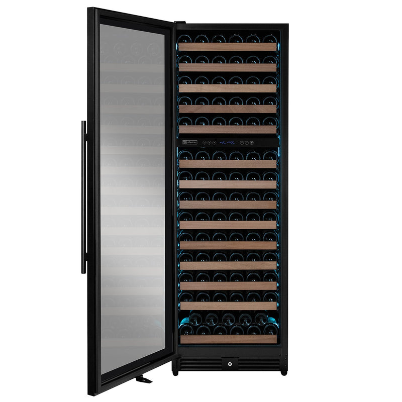 Reserva Series 154 Bottle 71" Tall Dual Zone Built-in Left Hinge Wine Refrigerator with Black Metal Door Allavino