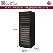 Reserva Series 154 Bottle 71" Tall Dual Zone Built-in Left Hinge Wine Refrigerator with Black Metal Door Allavino