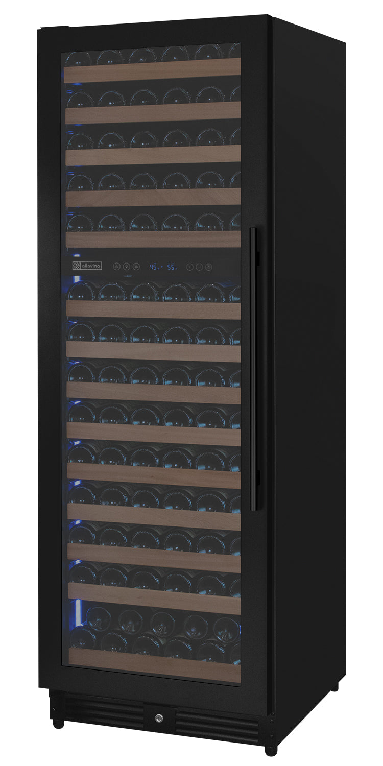 Reserva Series 154 Bottle 71" Tall Dual Zone Built-in Left Hinge Wine Refrigerator with Black Metal Door Allavino
