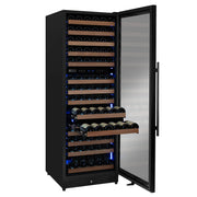 Reserva Series 154 Bottle 71" Tall Dual Zone Built-in Right Hinge Wine Refrigerator with Black Metal Door Allavino
