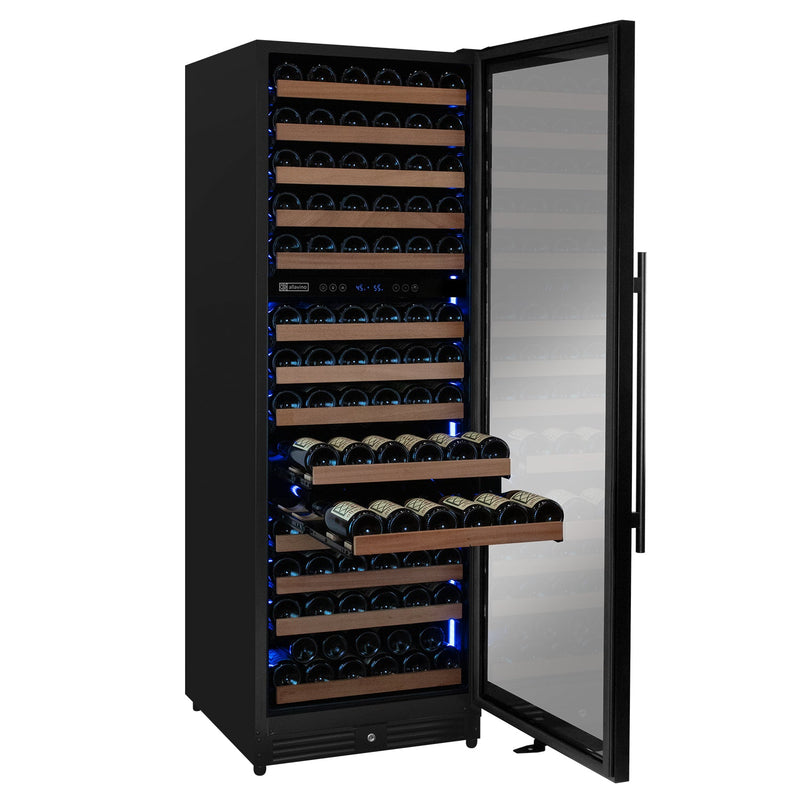 Reserva Series 154 Bottle 71" Tall Dual Zone Built-in Right Hinge Wine Refrigerator with Black Metal Door Allavino