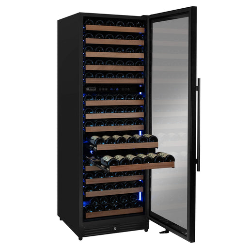 Reserva Series 154 Bottle 71" Tall Dual Zone Built-in Right Hinge Wine Refrigerator with Black Metal Door Allavino