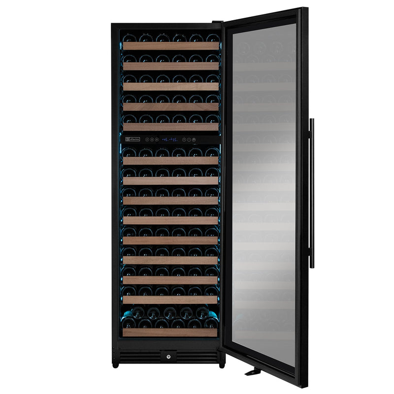 Reserva Series 154 Bottle 71" Tall Dual Zone Built-in Right Hinge Wine Refrigerator with Black Metal Door Allavino