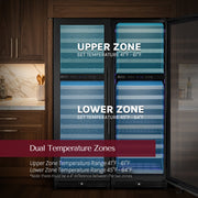 Reserva Series 154 Bottle 71" Tall Dual Zone Built-in Right Hinge Wine Refrigerator with Black Metal Door Allavino