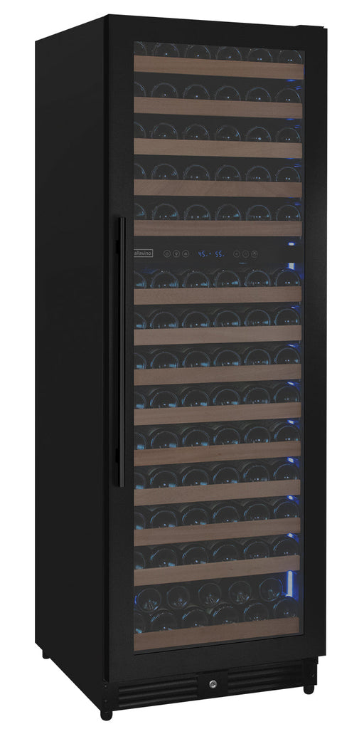 Reserva Series 154 Bottle 71" Tall Dual Zone Built-in Right Hinge Wine Refrigerator with Black Metal Door Allavino