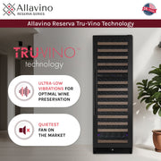 Reserva Series 154 Bottle 71" Tall Dual Zone Built-in Left Hinge Wine Refrigerator with Black Metal Door Allavino