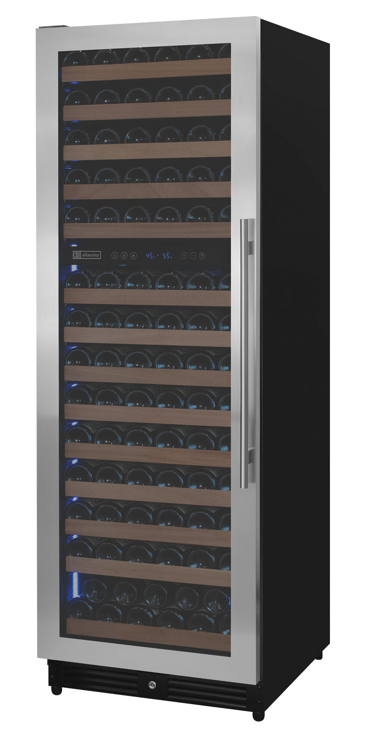 Reserva Series 154 Bottle 71" Tall Dual Zone Left Hinge Stainless Steel Wine Refrigerator Allavino